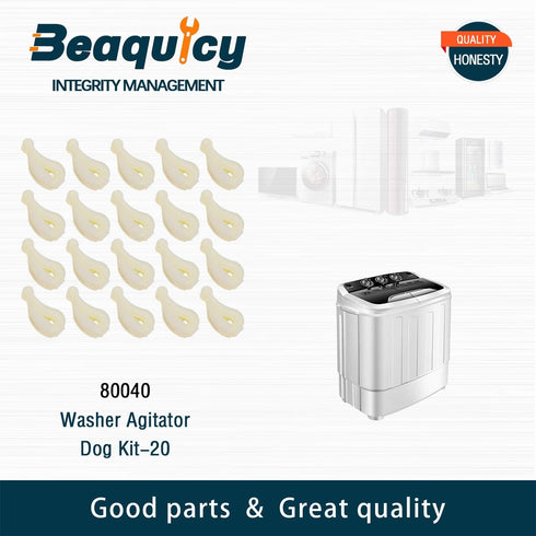 80040 Washer Agitator Dogs Kit by Beaquicy - Replacement for Whirlpool Ken-More Washing Machine (20-Pack)
