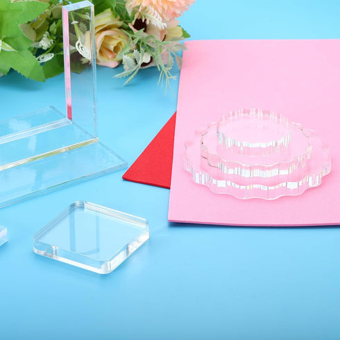PATIKIL Acrylic Stamp Block, 1 Pack Clear Stamping Block with Grid Lines Decorative Mounting Blocks Set Square for Scrapbooking DIY Craft Card Mak...