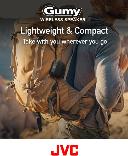 JVC Portable Gumy Wireless Speaker with Surround Sound, Bluetooth 5.3, Lightweight, TWS capability, USB-C, up to 15-Hour Battery Life - SPSG1BTA (...