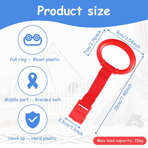 Sumind 8 Pieces Baby Pull up Rings for Playpen Baby Crib Pull Ring Baby Walking Exercises Assistant Bed Stand up Hanging Tool for Infant Toddler P...