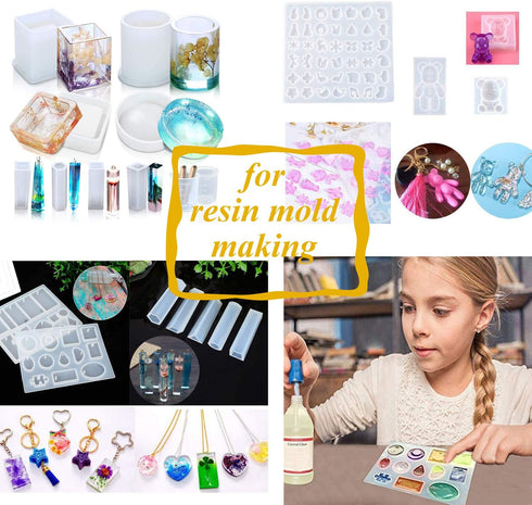 Silicone Mold Making Kit Liquid Silicone Rubber 15A Platinum Silicone Translucent Mold Making Silicone for Casting Resin Molds, Silicone Molds (7 ...