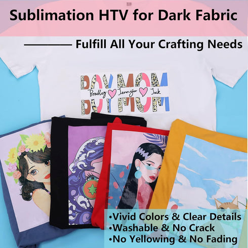 HTVRONT Sublimation HTV for Dark/Light Fabric - Matte Sublimation Vinyl 12" X 10FT for T-Shirts - Work Together with Sublimation Paper, Sublimatio...