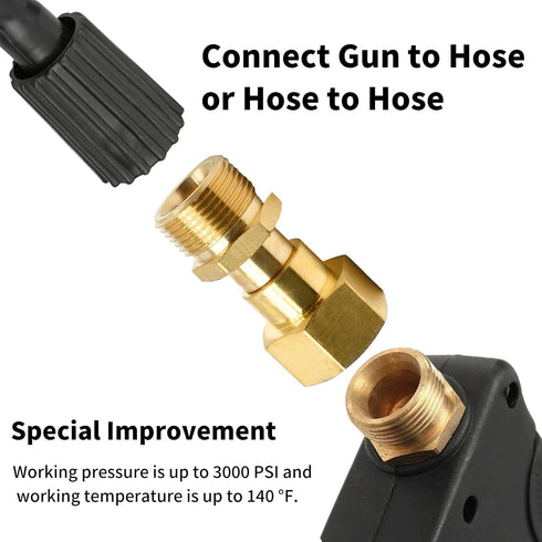 Pressure Washer Swivel Joint, Metric M22 14mm Thread, 3000 PSI, Kink Free Gun To Hose Fitting...