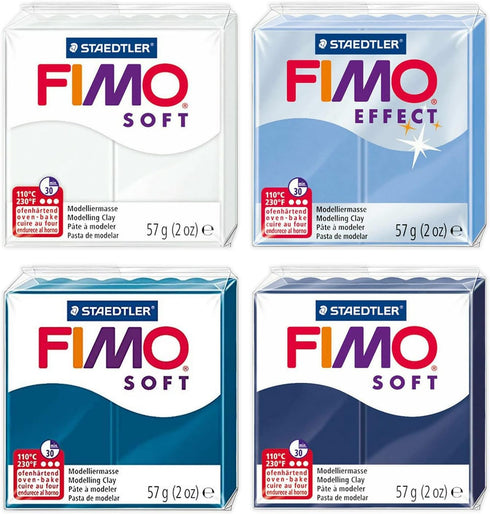 FIMO Soft & Effect Polymer Oven Modelling Clay - 57g - Set of 4 - The Snow & Ice Collection...