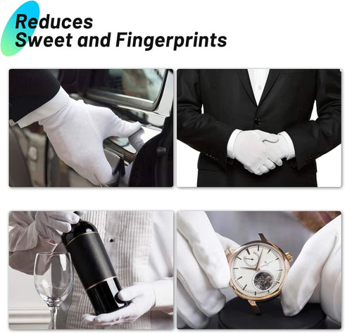 Cotton Gloves for Dry Hands, Paxcoo 20 Pairs Large White Cotton Gloves for Cosmetic Moisturizing and Inspection...