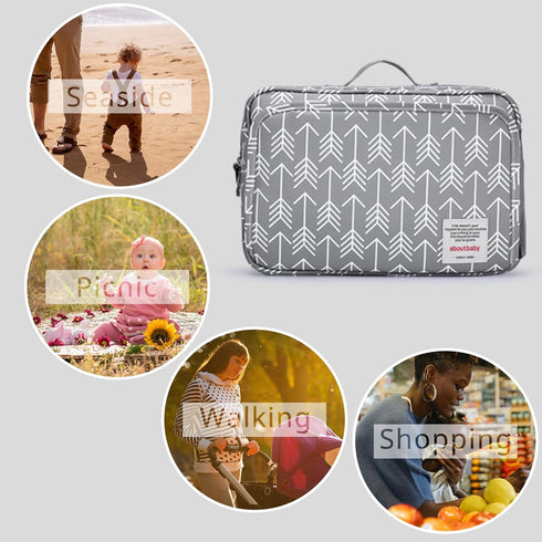 Universal Stroller Caddy Accessories All-in-One Baby Organizer with Insulated Pocket,Capacity for Diapers, Toys & Snacks, Dark Gray...