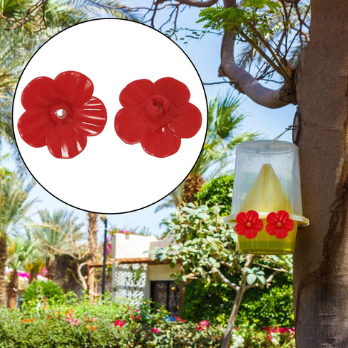 E-outstanding 10 Pcs Hummingbird Feeders Flowers, Feeding Ports Bird Feeder Replacement Parts for Hummingbird Feeder Hanging Feeder, Red...