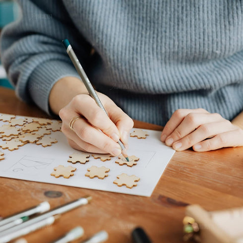 AUEAR, Unfinished Wooden Blank Jigsaw Freeform Wood Piece for DIY Crafts Arts Card Making (50 Pack)...