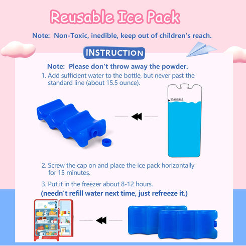 Luxja Reusable Ice Packs for Breastmilk Storage (Pack of 2), Breastmilk Bottle Ice Packs for Breastfeeding Working Mom, Blue...