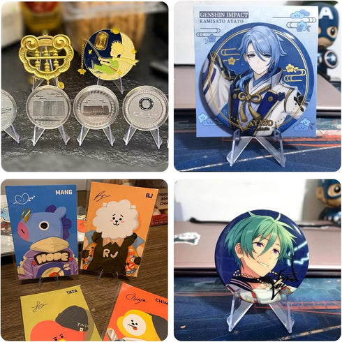 yuntop 20 Packs Acrylic Easel Stands Challenge Coin Display Stand Mini Clear Coin Holder for Displaying Hold Small Artworks, Coins, Pocket Watches...