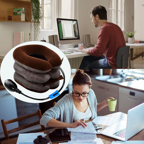 Cervical Neck Traction Device for Instant Neck Pain Relief Inflatable Adjustable Neck Stretcher Neck Support Brace Neck Traction Pillow for Home U...