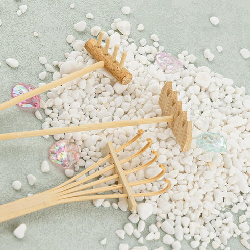 AUEAR, Set of 3 Mini Zen Sand Rakes Bamboo Rock Garden Sand Tray Rake Tools for Home Office Table...