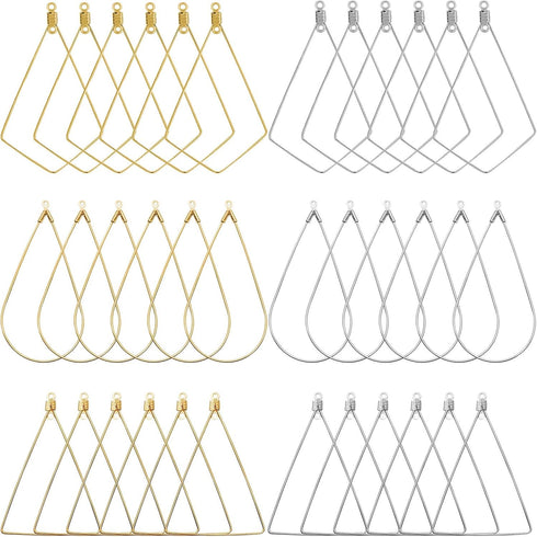 120Pcs Beading Hoop Earrings for Jewelry Making,Triangle Beading Earrings Hoop Bulk Jewelry Making Beadings Supplies Teardrop Rhombus Geometric Ea...