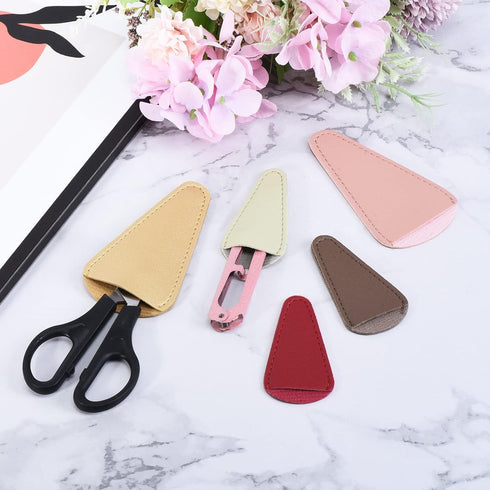 PATIKIL 2.9"x1.5" PU Leather Scissors Sheath, 6 Pack Scissors Cover Protector Portable Collect Bags for Eyebrow Trimming Beauty Tool Protection, B...