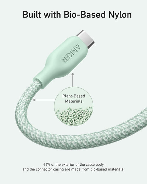 Anker USB C to USB C Cable (240W, 6ft), Bio-Braided Charger Cable, Fast Charge for iPhone 15/15 Pro, MacBook Pro 2020, iPad Pro 2020, iPad Air 4, ...