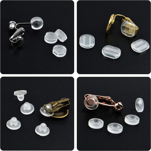 Earring Pads,60 Pieces 6 Sizes Comfort Earring Cushions Pads Silicone for Clip-on Earrings,Clear...