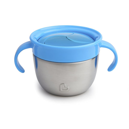 Munchkin® Snack+™ Stainless Steel Snack Catcher Cup with Lid, 9 Ounce, Blue, 1 Pack...