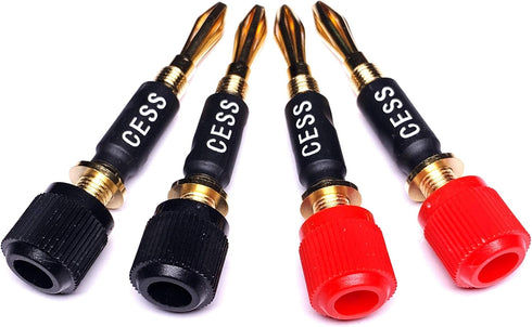CNCESS CESS-061 Spade Fork Binding Post to Banana Plugs Amp Speaker Adapter, 4 Pack...
