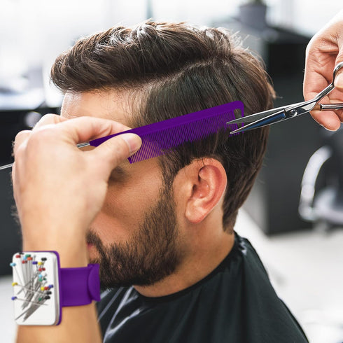 Magnetic Wrist Sewing Pincushion Wrist Magnetic Pin Holder Wristband Pin Cushion Holder with 3 Pieces Stainless Steel Pintail Comb Rat Tail Comb f...