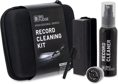 Big Fudge Vinyl Record Cleaning Kit - Includes Velvet Cleaner Brush, Cleaning Fluid, Stylus Gel, Velvet Brush - with Padded Storage Case...