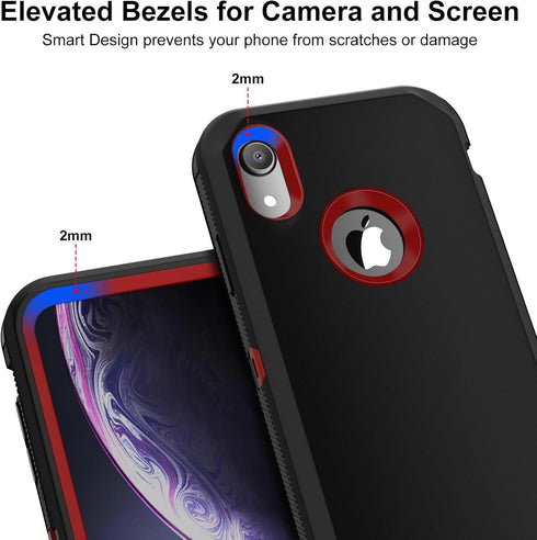 Jiunai for iPhone XR Cases Heavy Duty Port Cover Shockproof Protective Bumper Drop Protection Outdoor Dust Proof Dual Layer Rugged Matte Cover Cas...