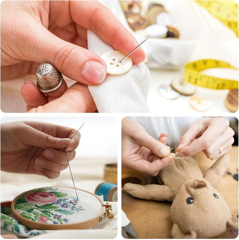 FIVEIZERO Premium Hand Sewing Needles Set,90-Count Assorted Embroidery Needles with threaders,Thread Removal Knife, Thimble,Soft Tape Measure for ...