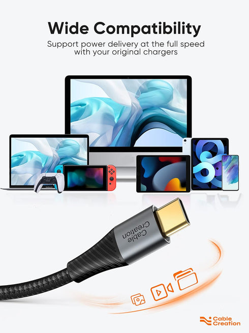 CableCreation Short USB C to USB C Cable 60W, USB C Charger Cable 0.8FT, Double-Braided Exterior Compatible with iPhone 15, Galaxy S23 Ultra S22 S...