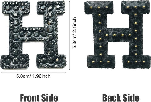 Woohome 26PCS Iron On Patch Rhinestone A-Z Black Pearl Patch Bling Letter Applique Rhinestone Pearl English Letter Sew On Patches Glitter Alphabet...