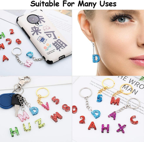 2 Pieces Alphabet Letter Resin Molds Backward Kit, Reusable Letter Number Silicone Resin Mold for Epoxy Casting with Keychain, Pin Vise Hand Drill...