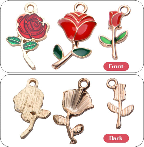 Aylifu 30pcs Enamel Rose Flower Charm Pendant for DIY Jewellery Necklace Bracelet Earring Crafts, 3 Styles...