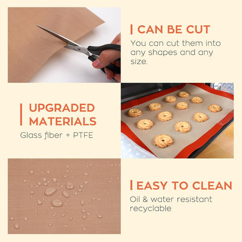 HTVRONT Teflon Sheets for Heat Press - 3 Pack Non Stick PTFE Teflon Sheet Reusable 12 x 16" Teflon Paper Heat Resistant Teflon Mat(Brown)...