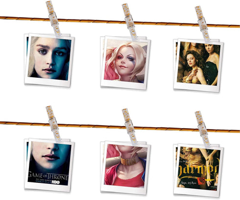 100 Pieces Clear Plastic Utility Paper Clip, Photo Paper Peg Pin, Clothes Line Clips, Craft Clips, 3.5 x 0.5cm x 0.7cm (Gold Glittered)...