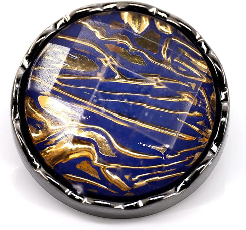 20 pcs Golden Texture Blue Layer Beveled Cut Clear Resin Cover Sewing Shank Buttons for Coats -25mm -1"...
