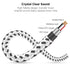 DUKABEL Headphone Splitter, Knitted 3.5mm Audio Splitter TRS 3-Pole Aux Splitter Cable for Headphones Earphones Speakers -Zebra White/2PACK...