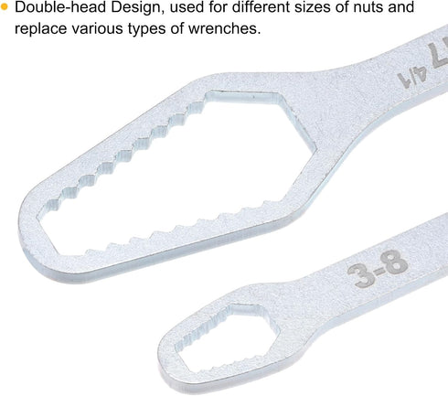 2pcs Double-Ended Torx Wrench 1/8"-11/16"(3-17mm) Multifunctional Universal Self-Tightening Wrench Tool 0.14" Thick Torx Spanner Key Set for Outdo...