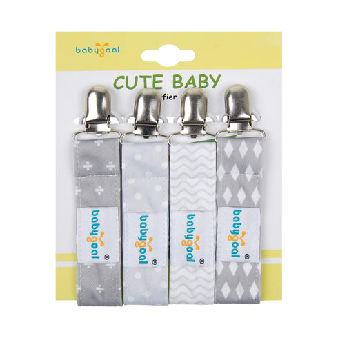 Babygoal Baby Pacifier Clips with Pacifier Case, 4 Pack Pacifer Holder for Girls and Boys Fits for All Pacifier Styles, Baby Toys and Baby Gift 4M...