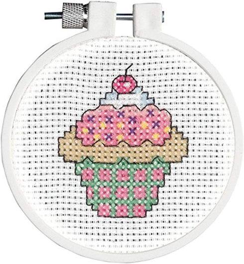 Janlynn/Kid Stitch Mini Counted Cross Stitch Kit 3" Round, Cupcake (11 Count)...