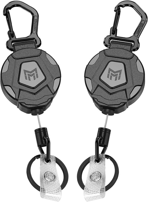 MNGARISTA 2-Pack Retractable Keychain, Heavy Duty Carabiner Badge Holder, Tactical ID Badge Reel with 31.5” Steel Retractable Cord, 8.0 oz...