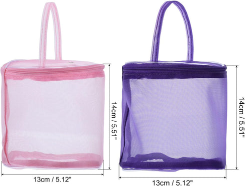PATIKIL Yarn Storage Bag, 2 Pack Portable Crochet Knitting Bag Case Skein Ball Holder Mesh Organizer Crocheting Tote for Sewing Craft Projects, Pi...