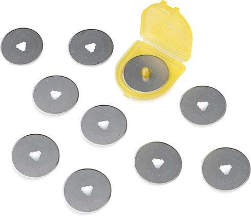 OLFA 28mm Rotary Cutter Replacement Blades, 10 Blades (RB28-10) - Tungsten Steel Blade for Quilting, Sewing, and Crafts Fits Most 28mm Rotary Cutt...