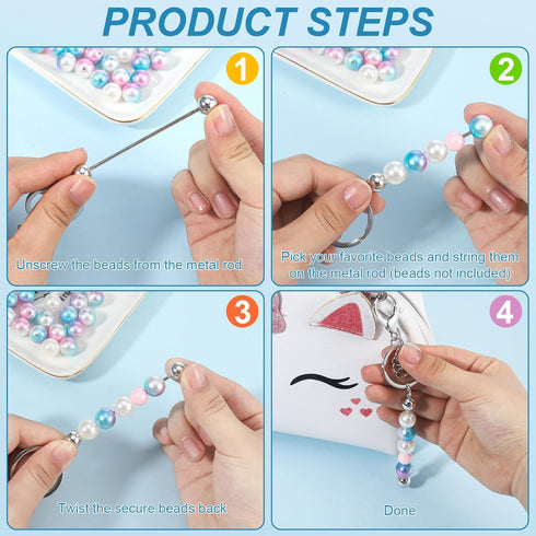 20 Pcs Beadable Keychain Bars,Blank DIY Keychains for Beads,Keychain Making Supplies Kit,Metal Beaded Keychain for Women Men Pendant Jewelry Craft...