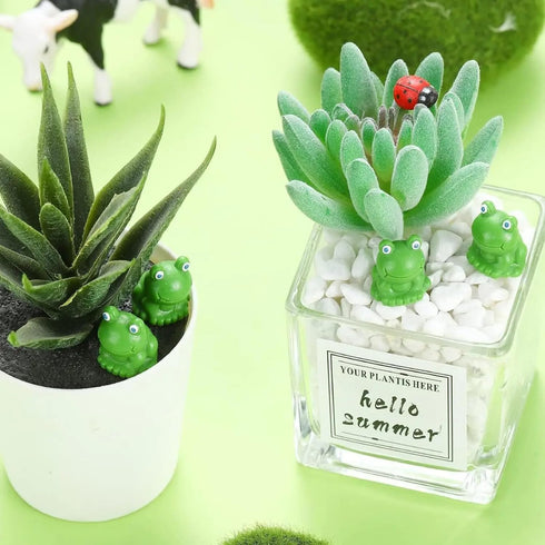 50pcs Mini Frog Garden Decor, Resin Mini Frogs Figurines, Tiny Plastic Frogs, Cute Green Frog Miniature Figurines Garden Home Decor, Fairy Garden ...