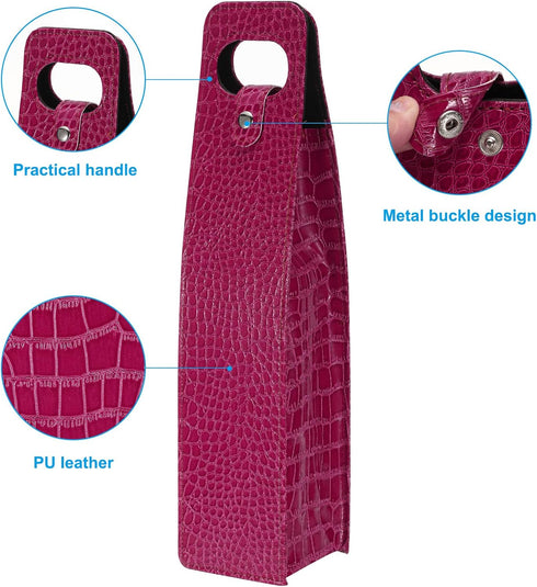 PATIKIL Wine Gift Bag, Wine Bag Reusable Leather Wine Tote Carrier for Wine Bottles Portable Champagne Gift Bags for Picnic Party Wedding, Red-1...