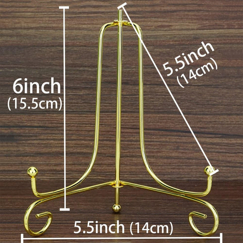 Artliving (2 pack 6 Inch Iron Display Stand, Gold Iron Easel Plate Display Photo Holder Stand, Displays Picture Frames, Cookbooks, Decorative Plat...