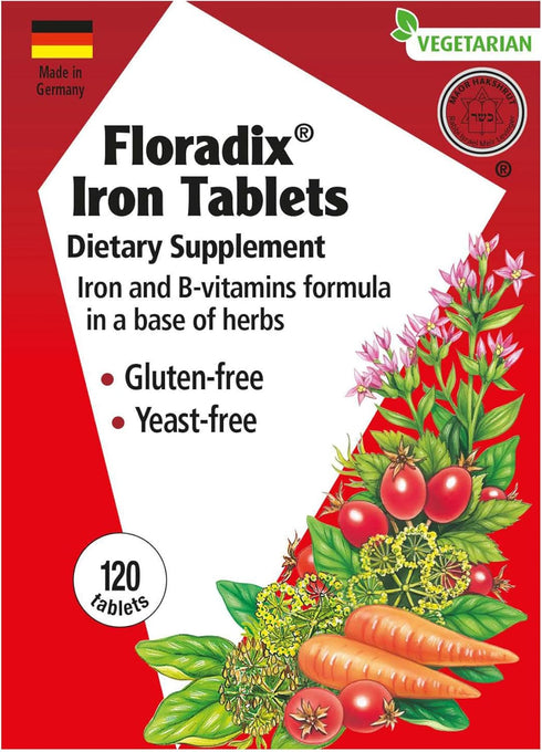 Floradix Iron Tablets - Energy Support Supplement for Men & Women - Natural Iron Supplement with B Vitamins & Vitamin C - Non-GMO, Vegetarian & La...