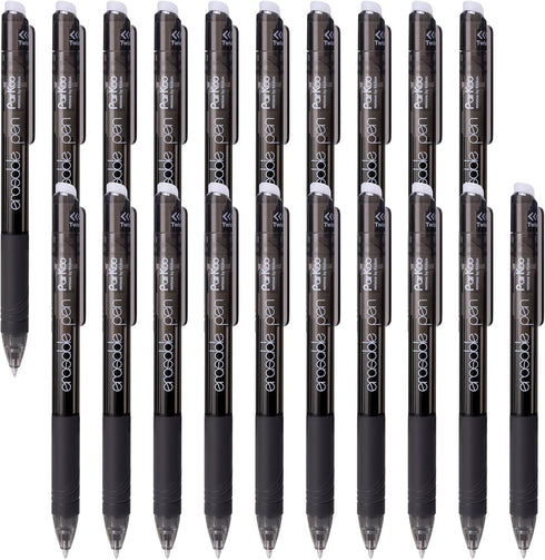 ParKoo 20 Black Retractable Erasable Gel Pens Twist-Write, Fine Point 0.7 mm, Make Mistakes Disappear, Erasable Pens for Drawing Writing Planners ...