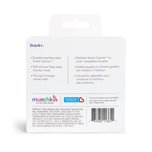 Munchkin® Snack+™ Stainless Steel Snack Catcher Cup with Lid, 9 Ounce, Blue, 1 Pack...