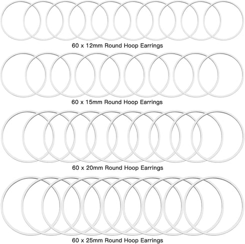240pcs Earrings Hoop for Jewelry Making, Silver Earrings Beading Hoop Hypoallergenic Round Earrings Open Bezels Linking Rings Beading Hoop Earring...