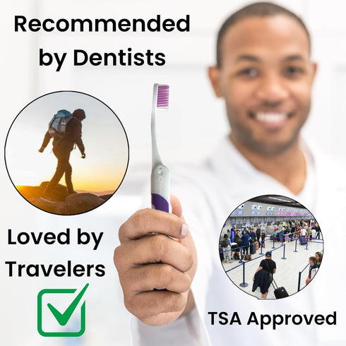 4 Pack Comfort Hold Travel Toothbrush On The Go Folding Medium Bristle Brushes Compact Size Ergonomic Foldable Camping Gym School Locker Backpack ...