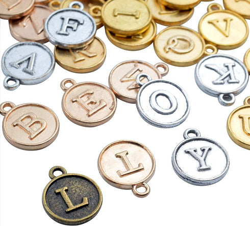 4 Sets(104 pcs) Alloy A-Z Initial Alphabet Letter Mixed Charms Pendants for DIY Jewelry Making,Bracelet and Crafting...